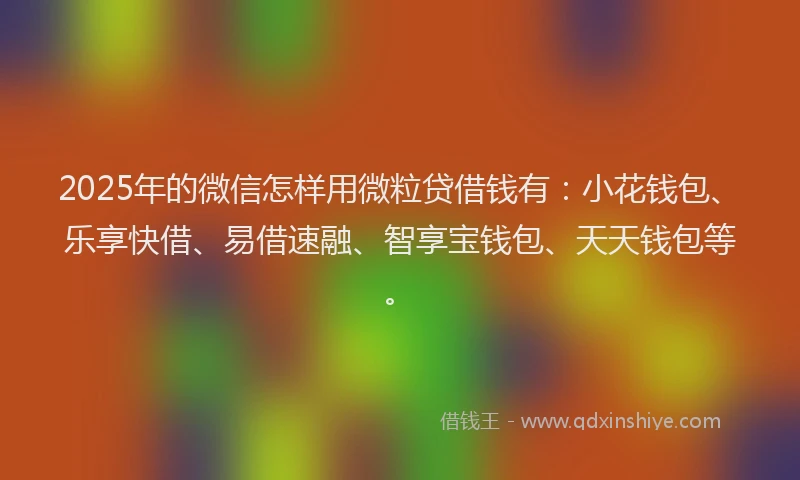 2025年的微信怎样用微粒贷借钱有：小花钱包、乐享快借、易借速融、智享宝钱包、天天钱包等。