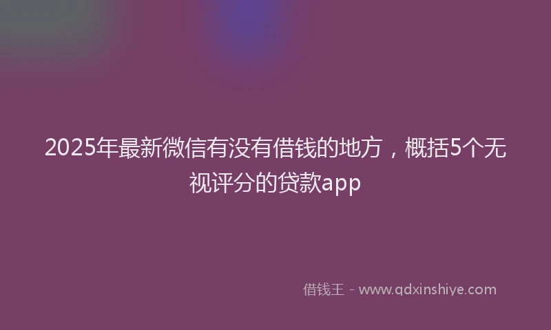 2025年最新微信有没有借钱的地方，概括5个无视评分的贷款app