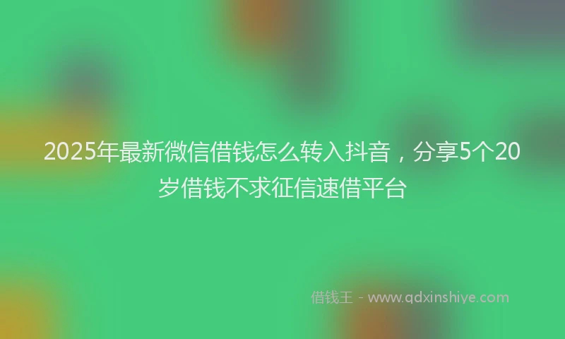 2025年最新微信借钱怎么转入抖音，分享5个20岁借钱不求征信速借平台