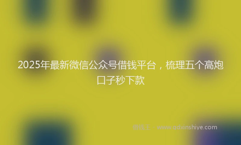 2025年最新微信公众号借钱平台，梳理五个高炮口子秒下款