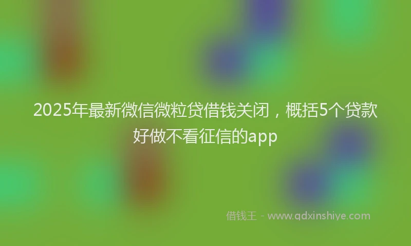 2025年最新微信微粒贷借钱关闭，概括5个贷款好做不看征信的app