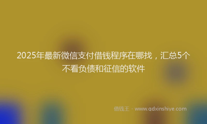 2025年最新微信支付借钱程序在哪找，汇总5个不看负债和征信的软件