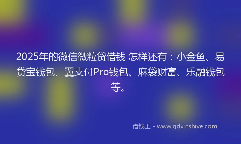 2025年的微信微粒贷借钱 怎样还有：小金鱼、易贷宝钱包、翼支付Pro钱包、麻袋财富、乐融钱包等。