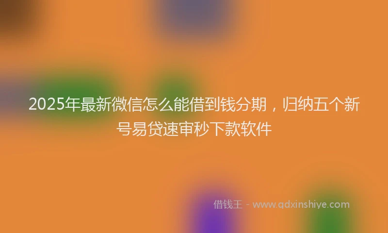 2025年最新微信怎么能借到钱分期，归纳五个新号易贷速审秒下款软件