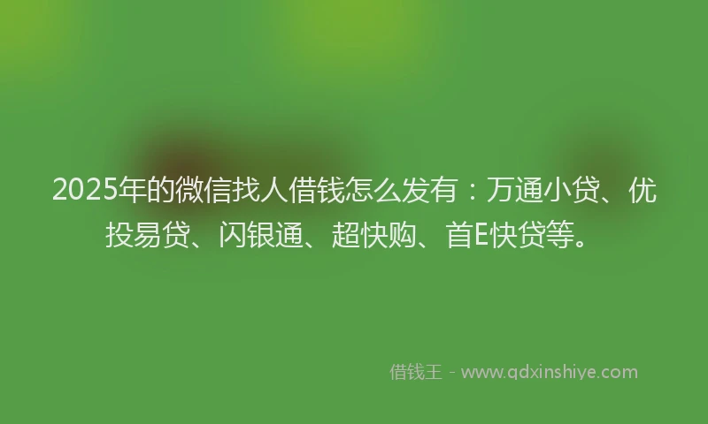 2025年的微信找人借钱怎么发有：万通小贷、优投易贷、闪银通、超快购、首E快贷等。