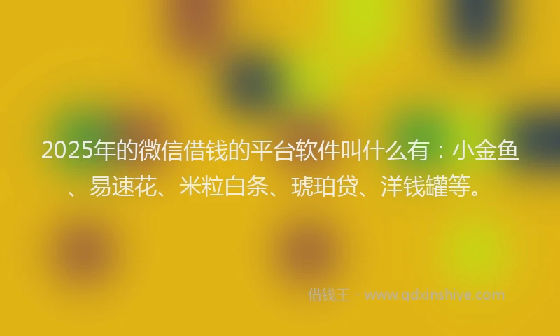 2025年的微信借钱的平台软件叫什么有：小金鱼、易速花、米粒白条、琥珀贷、洋钱罐等。