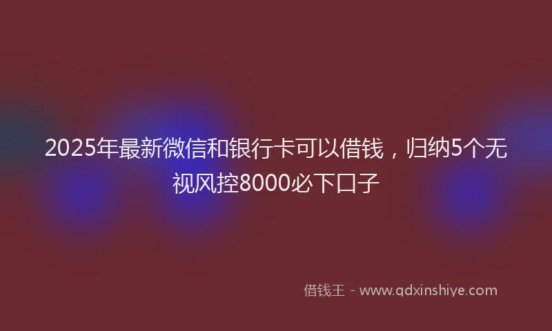2025年最新微信和银行卡可以借钱，归纳5个无视风控8000必下口子