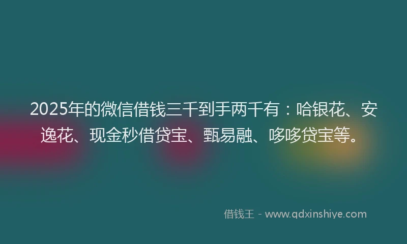 2025年的微信借钱三千到手两千有：哈银花、安逸花、现金秒借贷宝、甄易融、哆哆贷宝等。