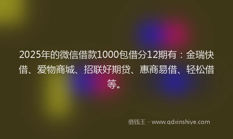 2025年的微信借款1000包借分12期有：金瑞快借、爱物商城、招联好期贷、惠商易借、轻松借等。