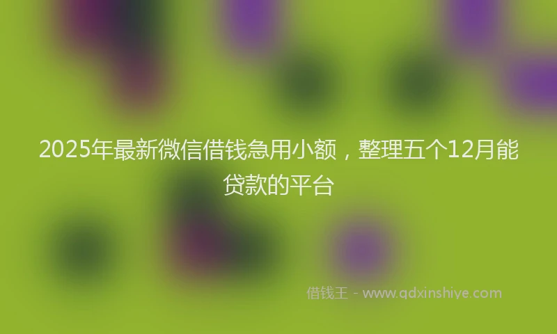 2025年最新微信借钱急用小额，整理五个12月能贷款的平台