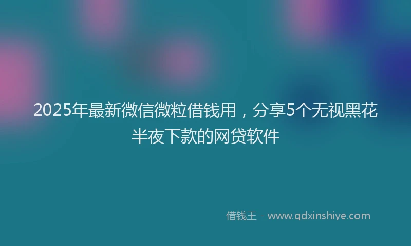 2025年最新微信微粒借钱用，分享5个无视黑花半夜下款的网贷软件