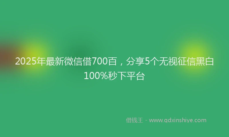 2025年最新微信借700百，分享5个无视征信黑白100%秒下平台