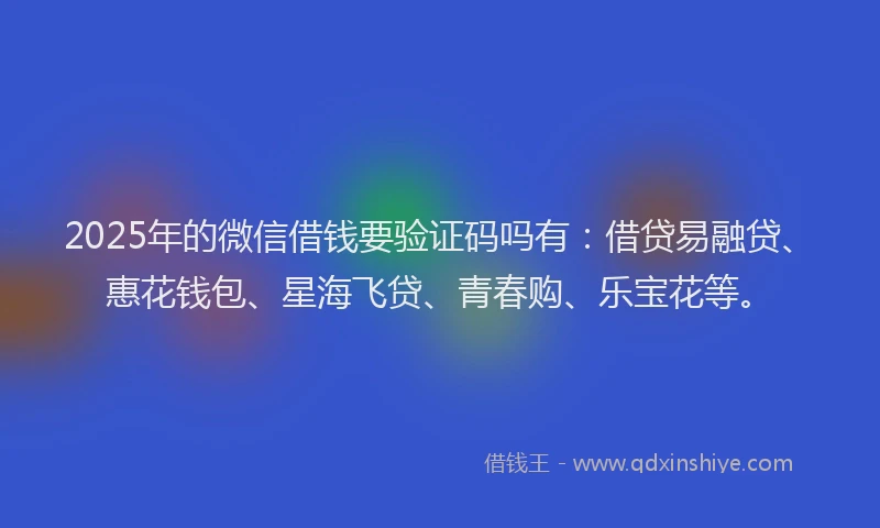 2025年的微信借钱要验证码吗有：借贷易融贷、惠花钱包、星海飞贷、青春购、乐宝花等。