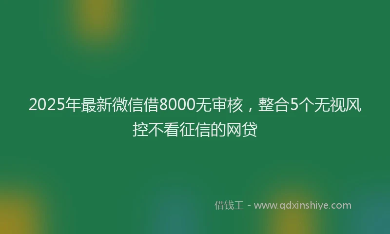 2025年最新微信借8000无审核，整合5个无视风控不看征信的网贷