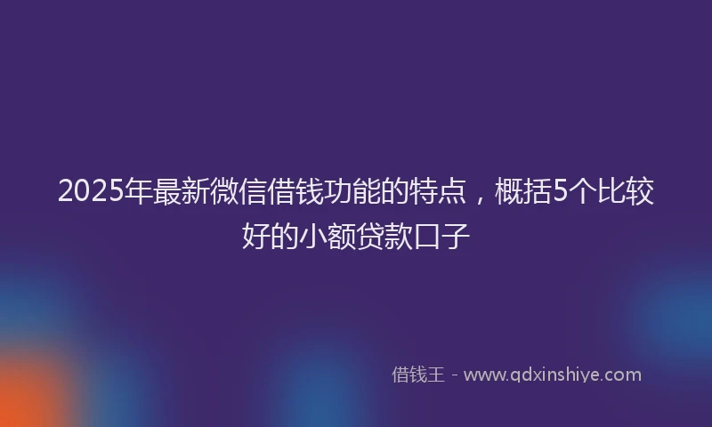 2025年最新微信借钱功能的特点，概括5个比较好的小额贷款口子