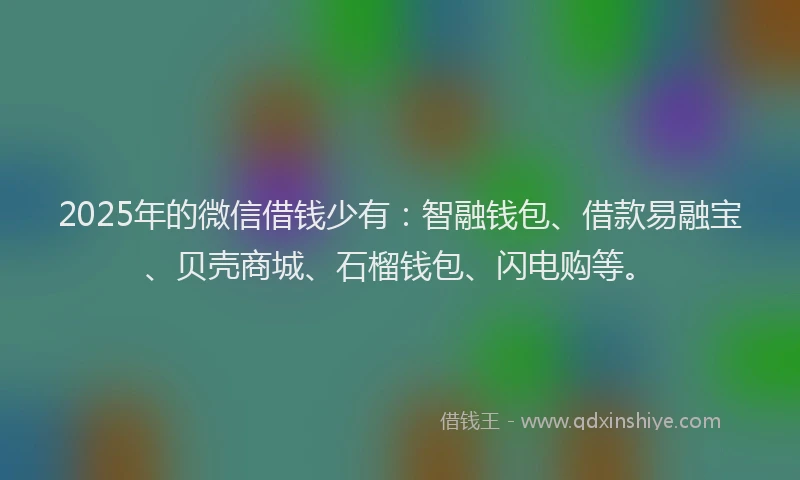 2025年的微信借钱少有：智融钱包、借款易融宝、贝壳商城、石榴钱包、闪电购等。