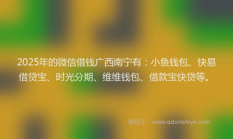 2025年的微信借钱广西南宁有：小鱼钱包、快易借贷宝、时光分期、维维钱包、借款宝快贷等。