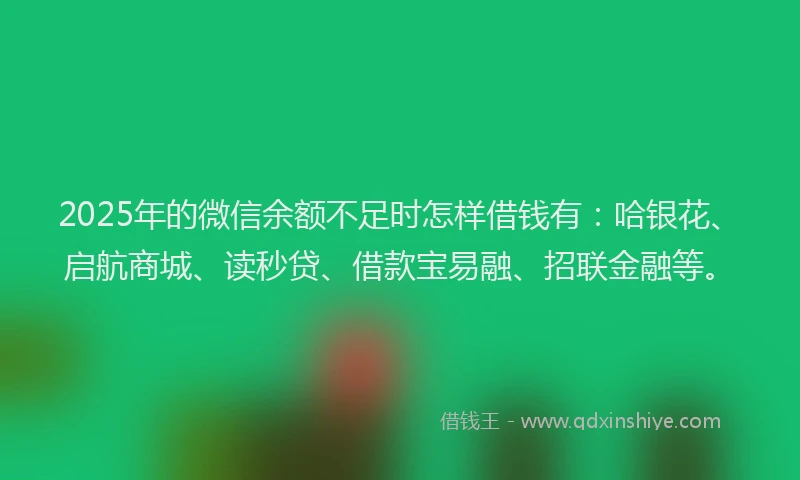 2025年的微信余额不足时怎样借钱有：哈银花、启航商城、读秒贷、借款宝易融、招联金融等。