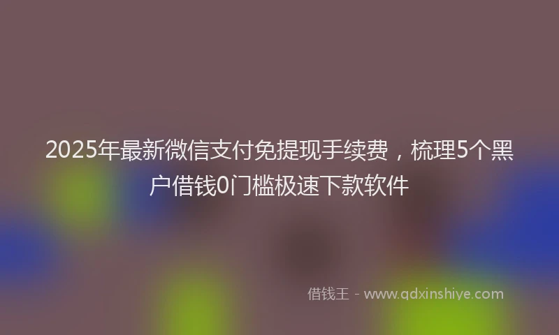 2025年最新微信支付免提现手续费，梳理5个黑户借钱0门槛极速下款软件