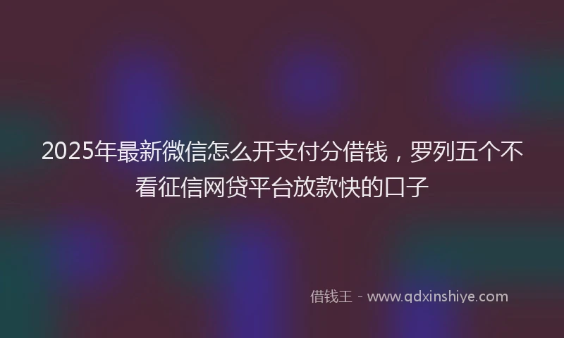 2025年最新微信怎么开支付分借钱，罗列五个不看征信网贷平台放款快的口子