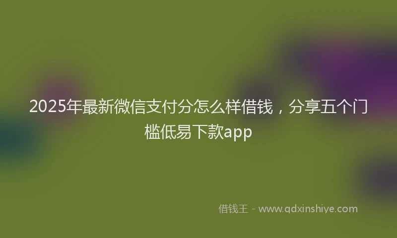 2025年最新微信支付分怎么样借钱，分享五个门槛低易下款app