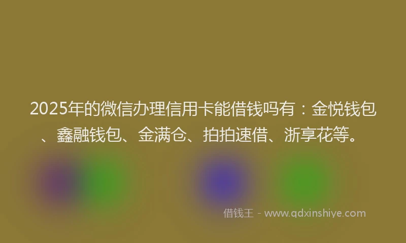 2025年的微信办理信用卡能借钱吗有：金悦钱包、鑫融钱包、金满仓、拍拍速借、浙享花等。