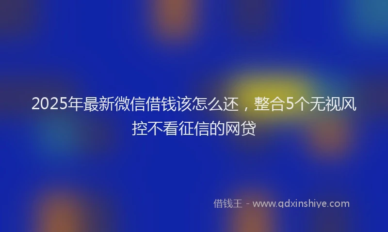 2025年最新微信借钱该怎么还，整合5个无视风控不看征信的网贷