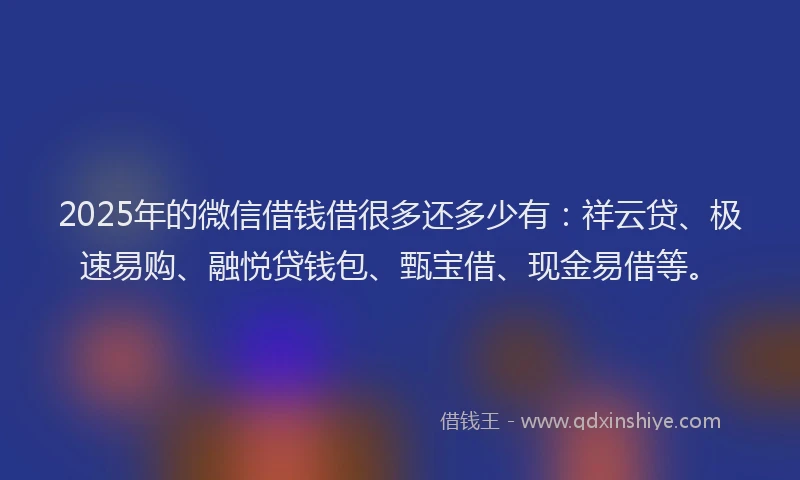 2025年的微信借钱借很多还多少有：祥云贷、极速易购、融悦贷钱包、甄宝借、现金易借等。
