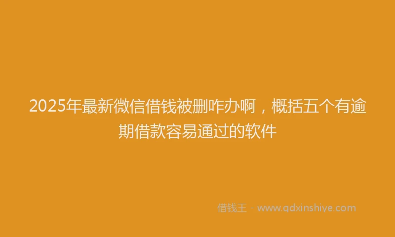 2025年最新微信借钱被删咋办啊，概括五个有逾期借款容易通过的软件