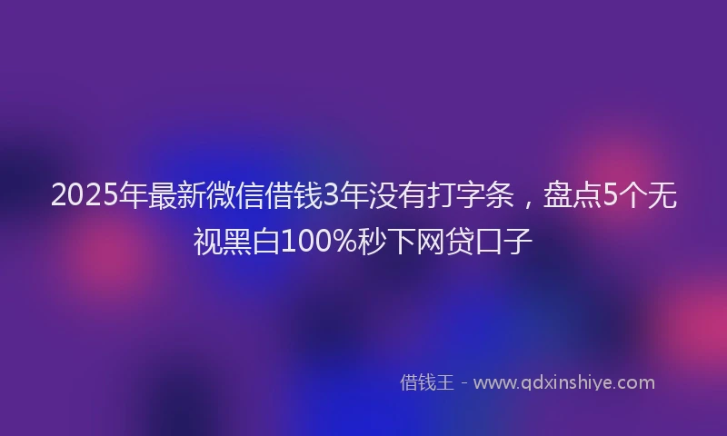 2025年最新微信借钱3年没有打字条，盘点5个无视黑白100%秒下网贷口子