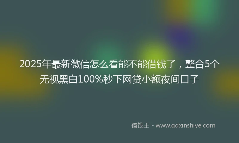 2025年最新微信怎么看能不能借钱了，整合5个无视黑白100%秒下网贷小额夜间口子