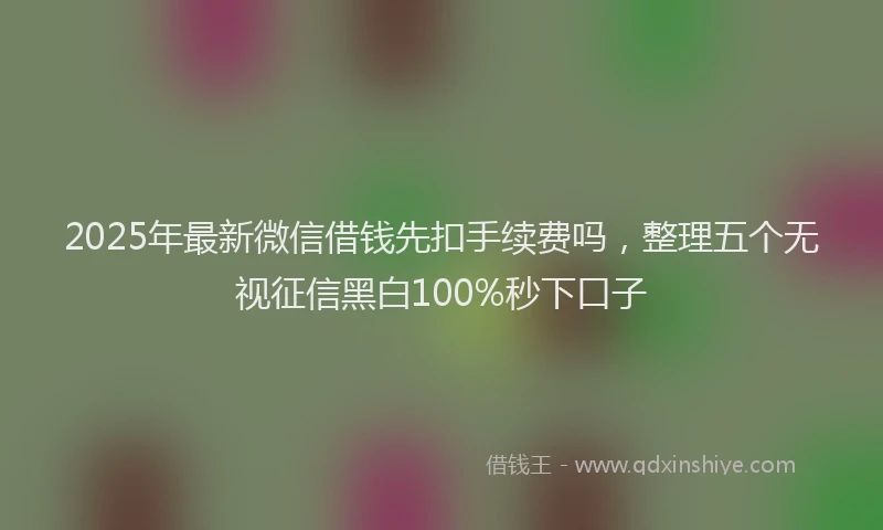 2025年最新微信借钱先扣手续费吗，整理五个无视征信黑白100%秒下口子