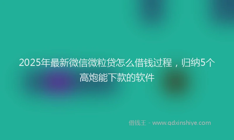2025年最新微信微粒贷怎么借钱过程，归纳5个高炮能下款的软件
