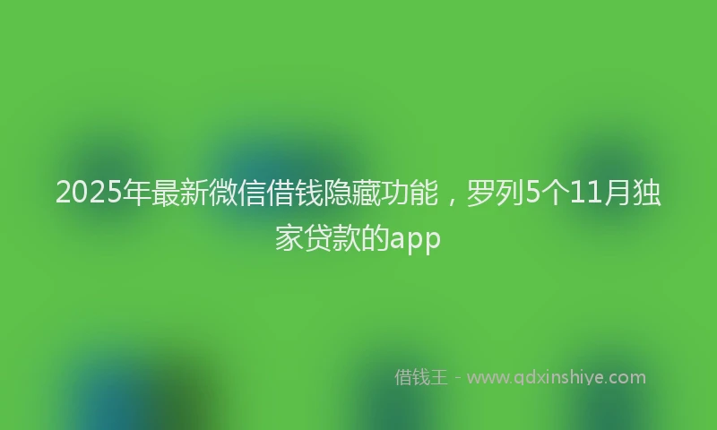 2025年最新微信借钱隐藏功能，罗列5个11月独家贷款的app