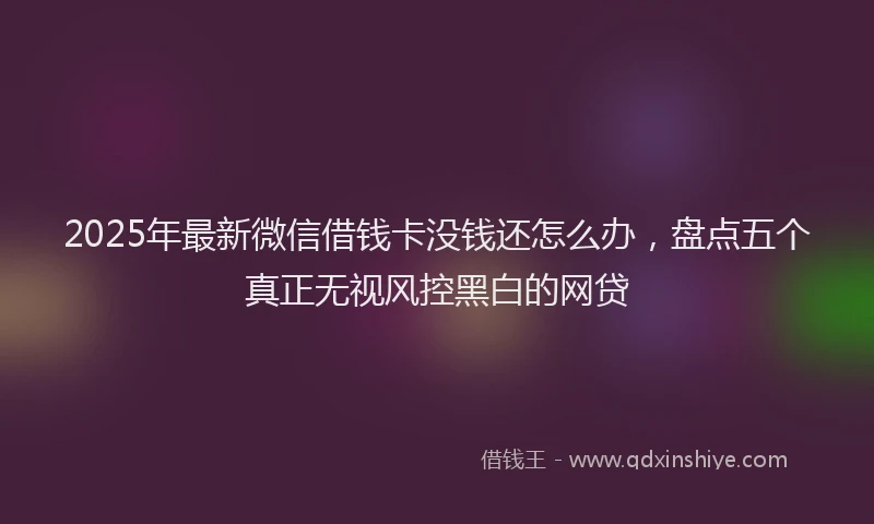 2025年最新微信借钱卡没钱还怎么办，盘点五个真正无视风控黑白的网贷