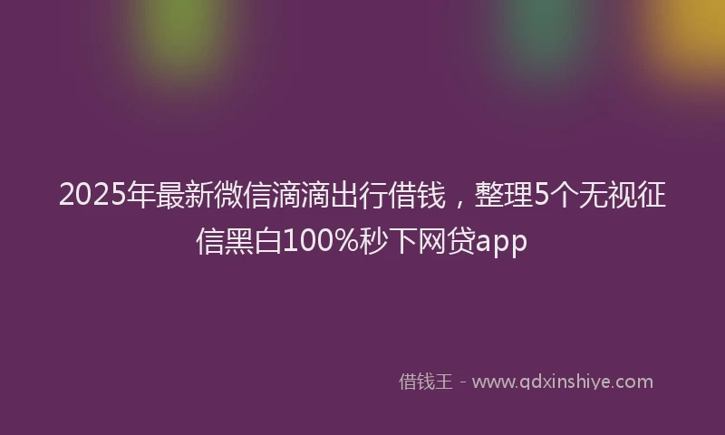 2025年最新微信滴滴出行借钱，整理5个无视征信黑白100%秒下网贷app
