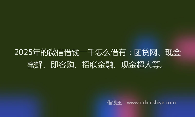 2025年的微信借钱一千怎么借有：团贷网、现金蜜蜂、即客购、招联金融、现金超人等。