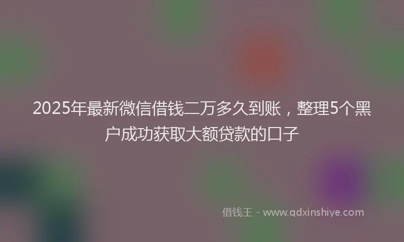 2025年最新微信借钱二万多久到账，整理5个黑户成功获取大额贷款的口子