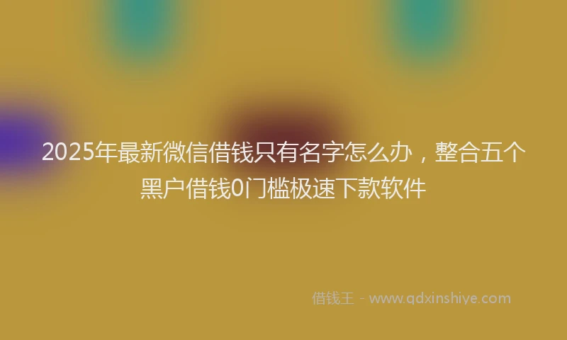 2025年最新微信借钱只有名字怎么办，整合五个黑户借钱0门槛极速下款软件