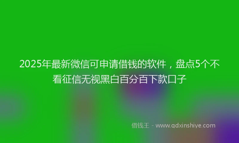 2025年最新微信可申请借钱的软件，盘点5个不看征信无视黑白百分百下款口子