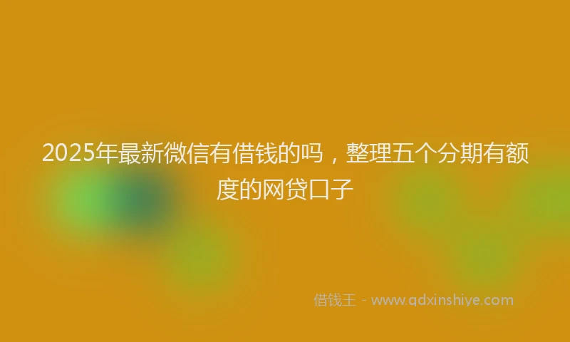 2025年最新微信有借钱的吗，整理五个分期有额度的网贷口子