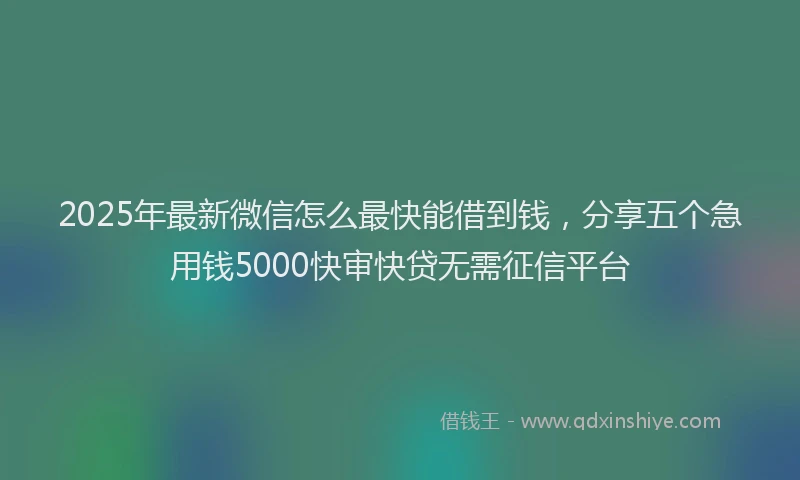 2025年最新微信怎么最快能借到钱，分享五个急用钱5000快审快贷无需征信平台
