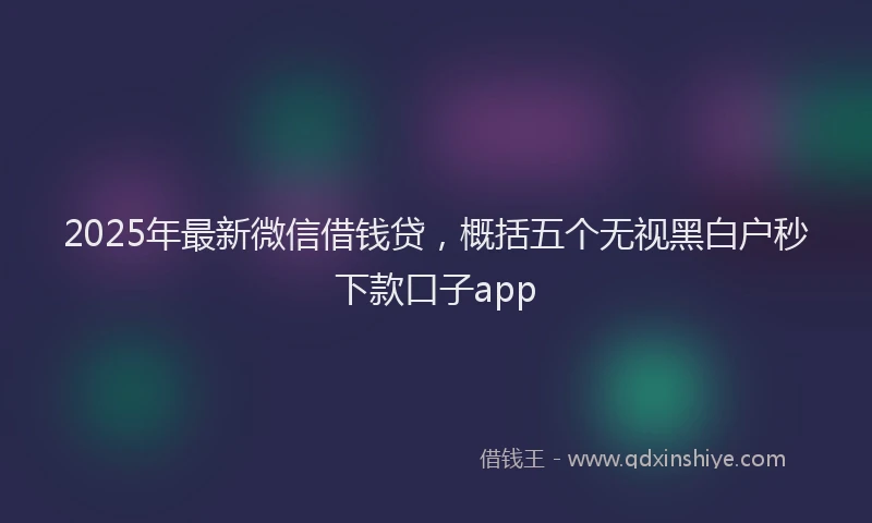 2025年最新微信借钱贷，概括五个无视黑白户秒下款口子app