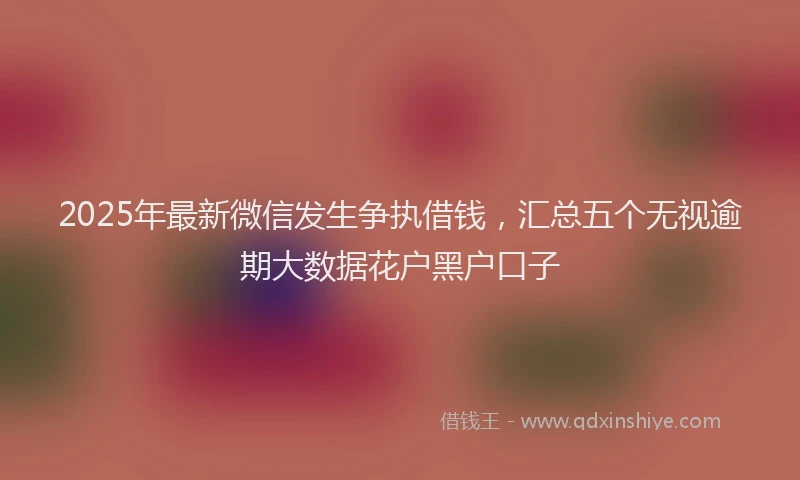2025年最新微信发生争执借钱，汇总五个无视逾期大数据花户黑户口子