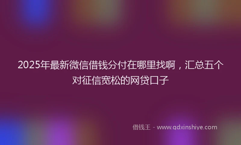 2025年最新微信借钱分付在哪里找啊，汇总五个对征信宽松的网贷口子