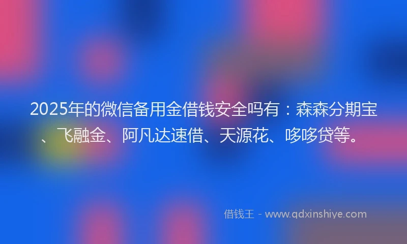 2025年的微信备用金借钱安全吗有：森森分期宝、飞融金、阿凡达速借、天源花、哆哆贷等。