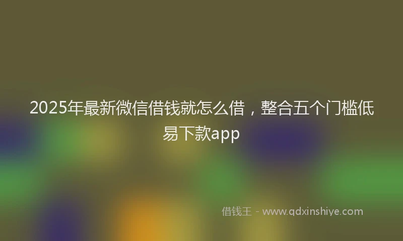 2025年最新微信借钱就怎么借，整合五个门槛低易下款app