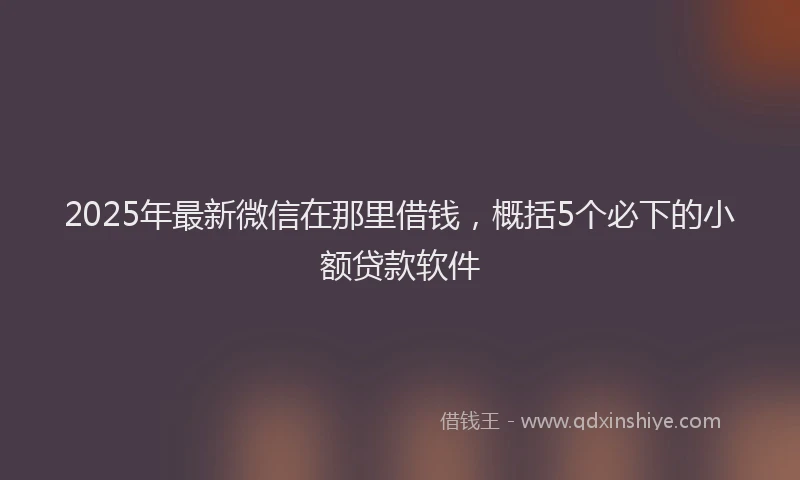2025年最新微信在那里借钱，概括5个必下的小额贷款软件
