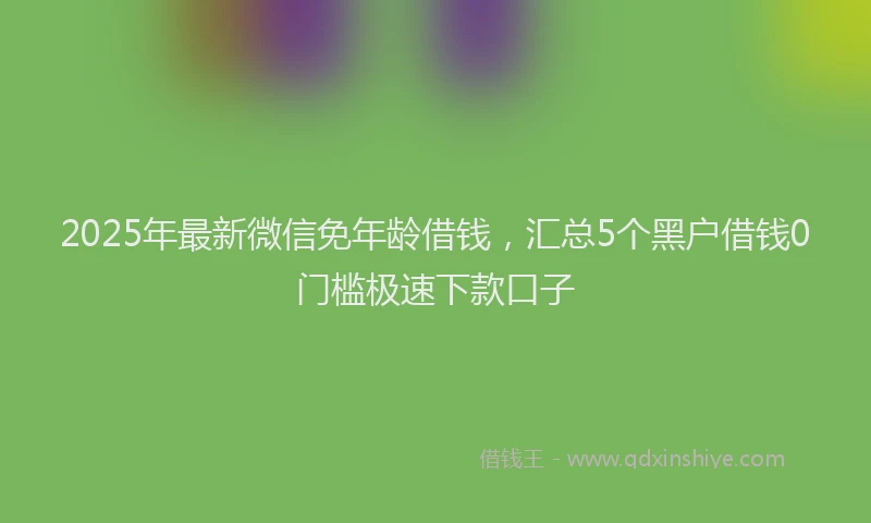 2025年最新微信免年龄借钱，汇总5个黑户借钱0门槛极速下款口子