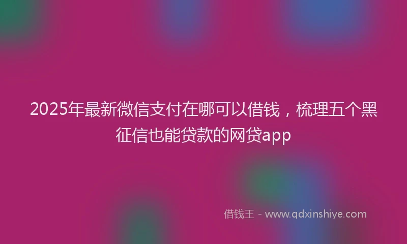 2025年最新微信支付在哪可以借钱，梳理五个黑征信也能贷款的网贷app